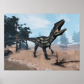 Affiches Allosaurus dinosaure rugissement - rendu 3D