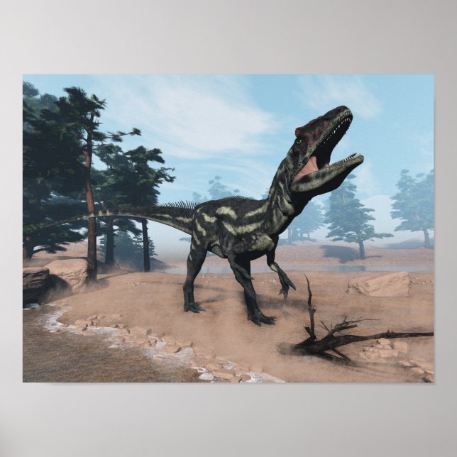 Affiches Allosaurus dinosaure rugissement - rendu 3D (Devant)