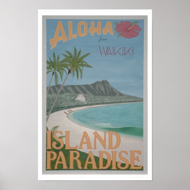 Affiches ALOHA de Waikiki print (12"x18") (Devant)