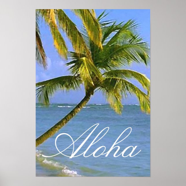 Affiches Aloha Hawaiian Palm Trees Tropical Travel (Devant)