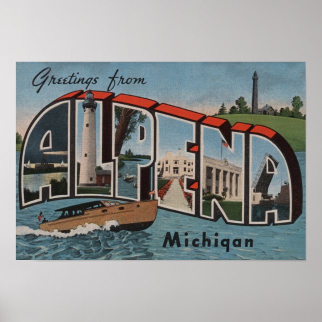 Affiches Alpena, Michigan - Scènes de grandes lettres (Devant)