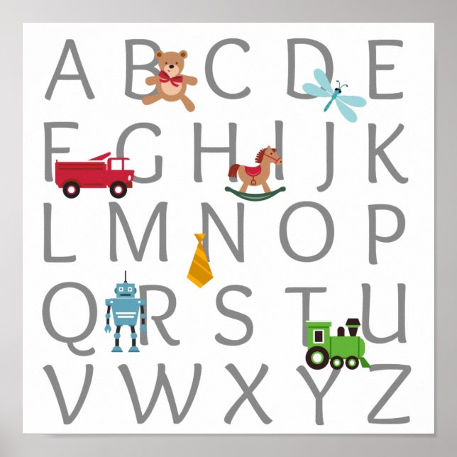 Affiches Alphabet bébé garçon (Devant)
