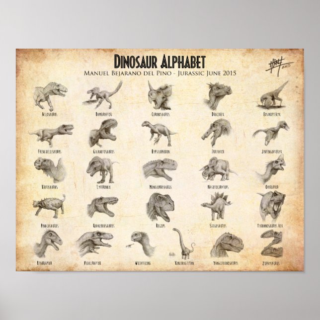Affiches alphabet dinosaure (Devant)