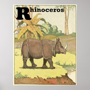 Affiches Alphabet du livre de contes Rhinoceros