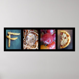 Affiches Alphabet Photographie Collage, NOURRITURE Lettre W