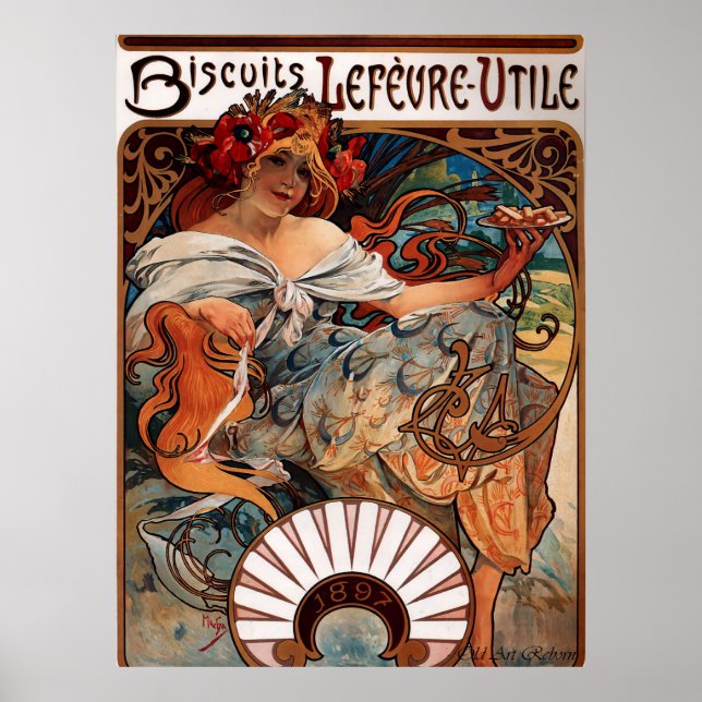 Affiches Alphons Mucha Biscuit Publicité (Devant)