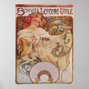 Affiches Alphonse Mucha. Biscuits Lefevre-Utile, 1896