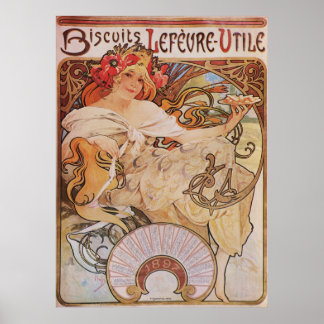 Affiches Alphonse Mucha. Biscuits Lefevre-Utile, 1896