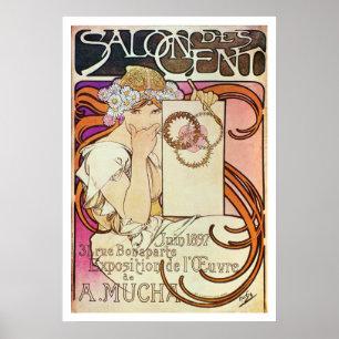 Affiches Alphonse Mucha. Cent de DES de salon, 1897