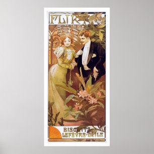 Affiches Alphonse Mucha. Flirt   Biscuits Lefevre Utile