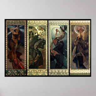 Affiches Alphonse Mucha La Lune Et Les Étoiles