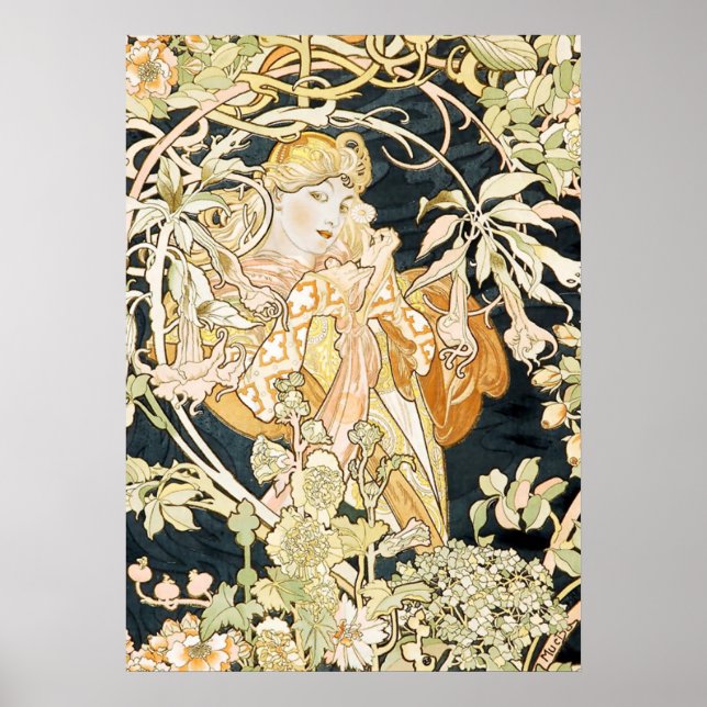 Affiches Alphonse Mucha Magnifique femme Art Nouveau #35 (Devant)