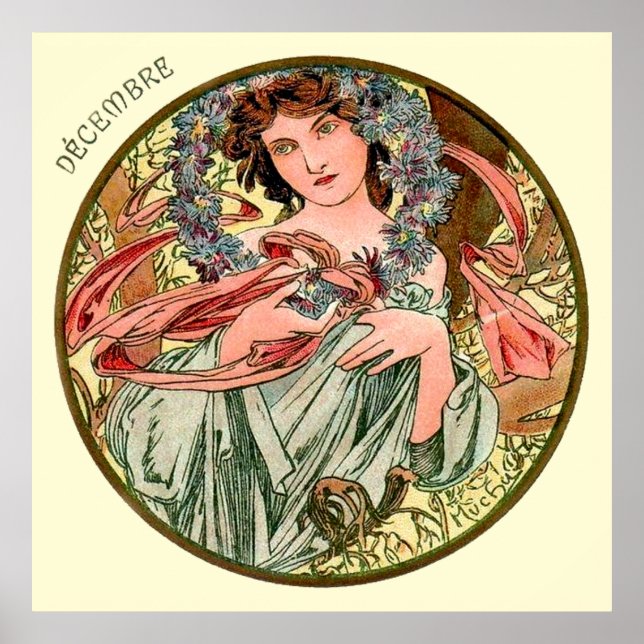 Affiches Alphonse Mucha Mois De Décembre (Devant)