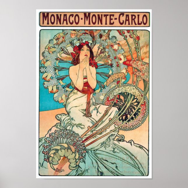 Affiches Alphonse Mucha Monaco, Monte-Carlo, 1897 (Devant)