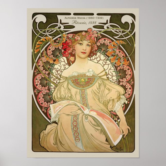 Affiches Alphonse Mucha Rêverie Daydream CC0105 Art nouveau (Devant)