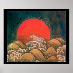 Affiches AMATERASU, DÉESSE DU SOLEIL, rouge noir marron