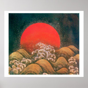 Affiches AMATERASU, DÉESSE DU SOLEIL, rouge noir marron bla