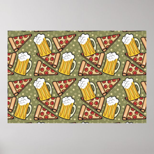 Affiches Amateurs de bière et de pizza (Devant)