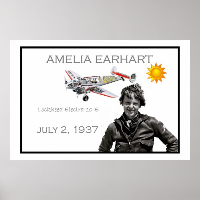 Affiches Amelia Earhart et son avion Lockheed Electra (Devant)