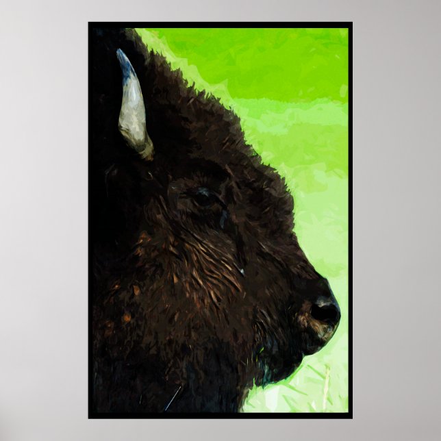 Affiches American Bison Portrait Impressionnisme Abstrait (Devant)