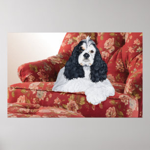 Affiches American Cocker Spaniel sur Chaise Rouge