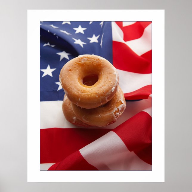Affiches American Flag & donuts Design Poster/imprimer 23x2 (Devant)
