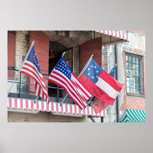 Affiches American Flags Line The Street (Devant)