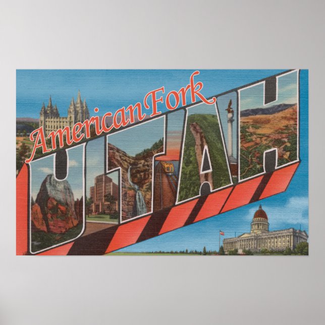 Affiches American Fork, Utah - Scènes de grandes lettres (Devant)
