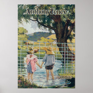 Affiches American Steel & Wire Co Fence Pond and Kids