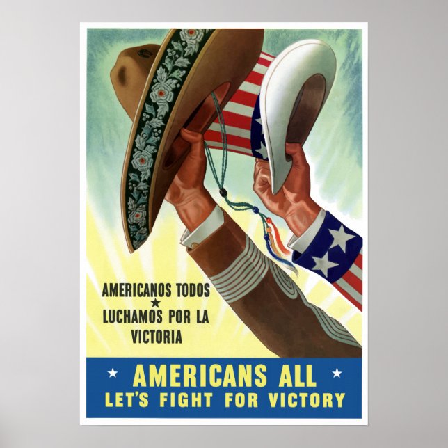 Affiches Americanos Todos Luchamos Por La Victoria (Devant)