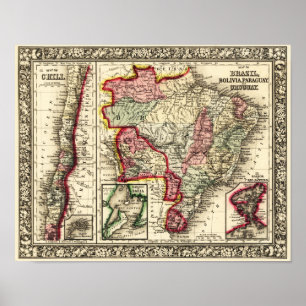 Affiches AmericaPanoramic du sud MapSouth Amérique