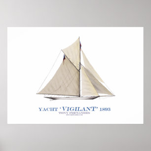 Affiches americas cup yacht 'vigilant', tony fernandes