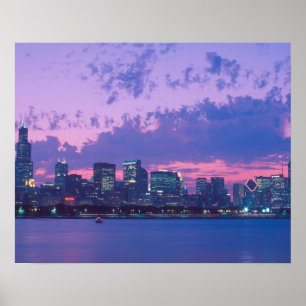 Affiches Amérique du Nord, USA, IL. Ciel de Chicago à la to