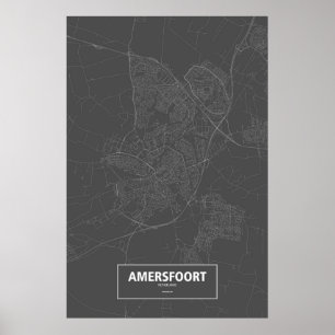 Affiches Amersfoort, Netherlands (white on black)