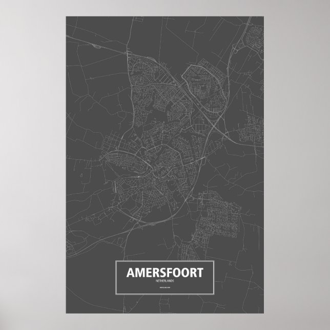 Affiches Amersfoort, Netherlands (white on black) (Devant)