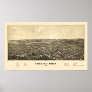 Affiches Amherst, carte panoramique de mA - 1886