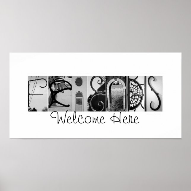 Affiches Amis Bienvenue ici Alphabet Photographie 10x20 (Devant)