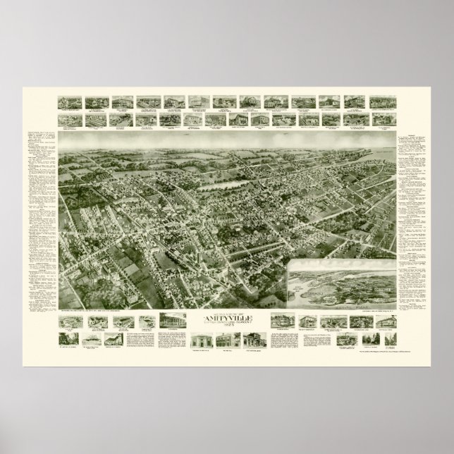 Affiches Amityville, NY Carte panoramique - 1925 (Devant)