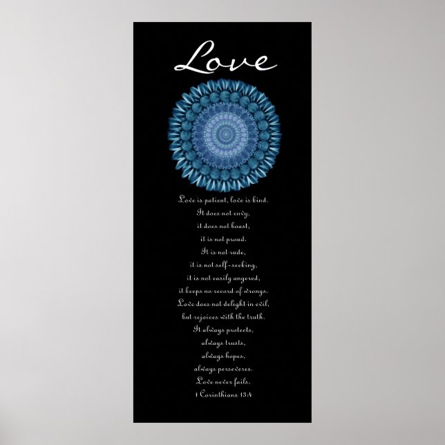 Affiches Amour - Bleu Daisy Wreath - Premiers Corinthiens (Devant)