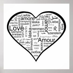 Affiches Amour dans de nombreuses langues Coeur