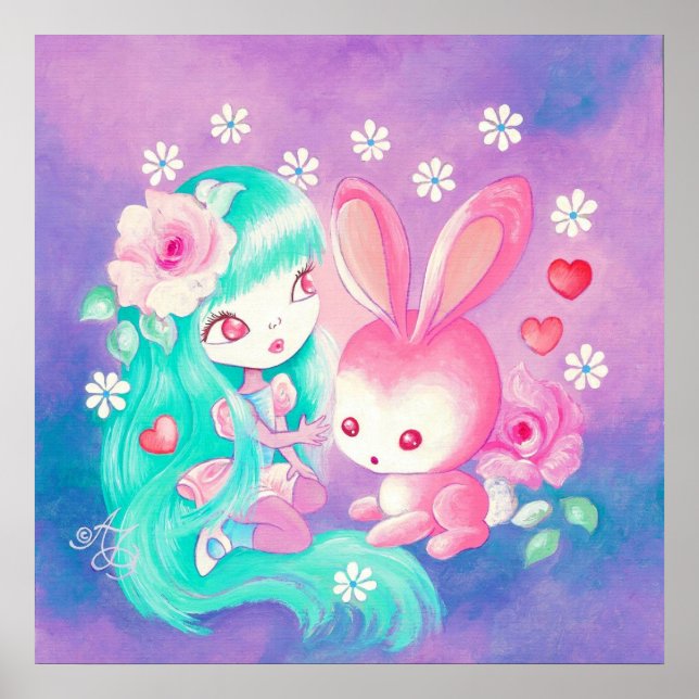 Affiches Amour de lapin rose (Devant)