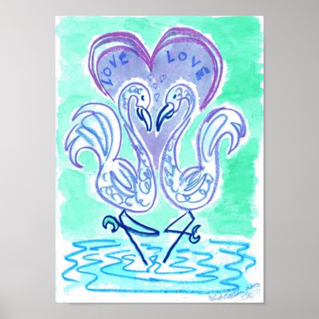 Affiches Amour des flamants rose par Wendy C Allen (Devant)