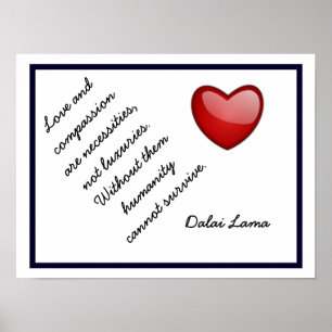 Affiches Amour et Compassion - Citation du Dalaï Lama -Impr