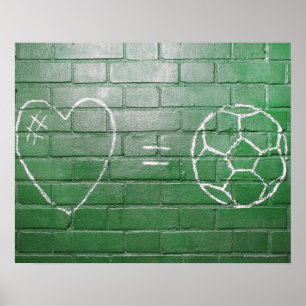 Affiches Amour = Football tiré à la craie sur le mur