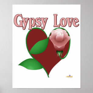 Affiches Amour rouge de gitan de rose de rose de coeur