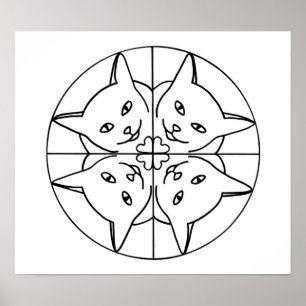 Affiches Amoureux des chats Kaleidoscope Chats Coeurs Outli