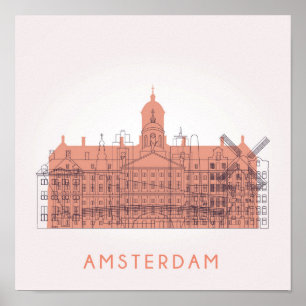 Affiches Amsterdam, horizon de Pays-Bas   des points de