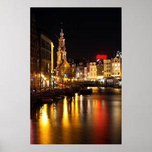 Affiches Amsterdam la nuit à Amsterdam Pays-Bas