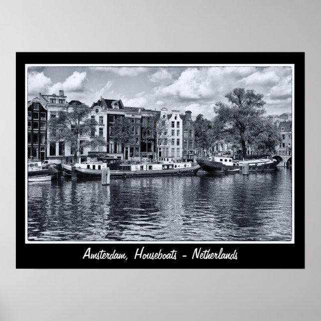 Affiches Amsterdam - Pays-Bas, Bateaux-maisons (Affiche) (Devant)