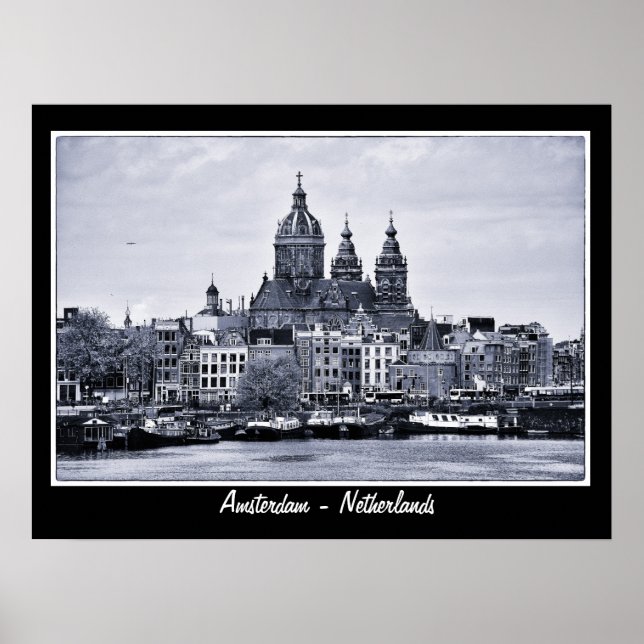 Affiches Amsterdam - Pays-Bas, BW Art (Affiche) (Devant)